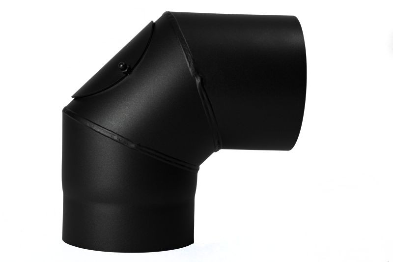 Coude 90° conduit poêle à bois avec trappe d’entretien en acier 2mm - Ø150mm