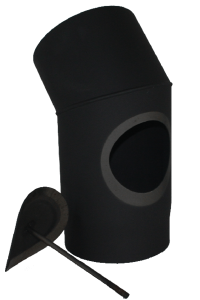 Coude 33° conduit poêle à bois avec trappe d’entretien en acier 2mm - Ø150mm