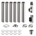 Kit conduit de cheminée 6 tuyaux double paroi isolés 100cm - Ø 130-150-180-200mm 