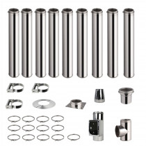 Kit conduit de cheminée 9 tuyaux double paroi isolés 100cm - Ø 130-150-180-200mm