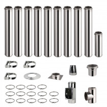 Kit conduit de cheminée 9 tuyaux double paroi isolés 100cm + 1 tuyau 50cm - Ø 130-150-180-200mm