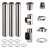 Kit conduit de cheminée 3 tuyaux double paroi isolés 100cm -  Ø 130-150-180-200mm 