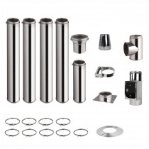 Kit conduit de cheminée 4 tuyaux double paroi isolés 100cm + 1 tuyau 50cm - Ø 130-150-180-200mm