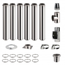 Kit conduit de cheminée 6 tuyaux double paroi isolés 100cm - Ø 130-150-180-200mm 