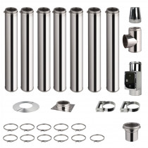 Kit conduit de cheminée 7 tuyaux double paroi isolés 100cm - Ø 130-150-180-200mm 