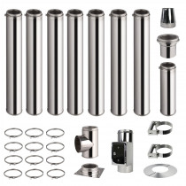 Kit conduit de cheminée 7 tuyaux double paroi isolés 100cm + 1 tuyau 50cm - Ø 130-150-180-200mm