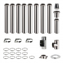 Kit conduit de cheminée 8 tuyaux double paroi isolés 100cm + 1 tuyau 50cm - Ø 130-150-180-200mm