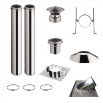 KIT CONDUIT DE CHEMINÉE 2 TUYAUX DOUBLE PAROI ISOLÉS 100CM - Ø 130-150-180-200MM