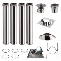 KIT CONDUIT DE CHEMINÉE 4 TUYAUX DOUBLE PAROI ISOLÉS 100CM - Ø 130-150-180-200MM