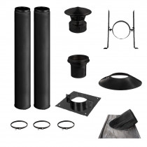 KIT CONDUIT DE CHEMINÉE NOIR 2 TUYAUX DOUBLE PAROI ISOLÉS 100CM - Ø 130-150-180-200MM