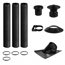 KIT CONDUIT DE CHEMINÉE NOIR 3 TUYAUX DOUBLE PAROI ISOLÉS 100CM- Ø 130-150-180-200MM