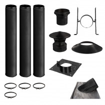 KIT CONDUIT DE CHEMINÉE NOIR 3 TUYAUX DOUBLE PAROI ISOLÉS 100CM - Ø 130-150-180-200MM