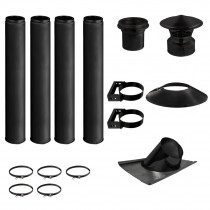 KIT CONDUIT DE CHEMINÉE NOIR 4 TUYAUX DOUBLE PAROI ISOLÉS 100CM - Ø 130-150-180-200MM
