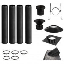 KIT CONDUIT DE CHEMINÉE NOIR 4 TUYAUX DOUBLE PAROI ISOLÉS 100CM - Ø 130-150-180-200MM