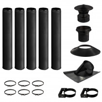 KIT CONDUIT DE CHEMINÉE NOIR 5 TUYAUX DOUBLE PAROI ISOLÉS 100CM - Ø 130-150-180-200MM