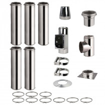 Kit conduit de cheminée 5 tuyaux double paroi isolés 100cm - Ø 130-150-180-200mm 