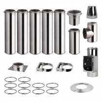 Kit conduit de cheminée 5 tuyaux double paroi isolés 100cm + 1 tuyau 50cm - Ø 130-150-180-200mm