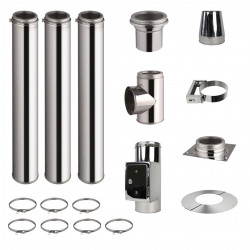 Kit conduit de cheminée 3 tuyaux double paroi isolés 100cm -  Ø 130-150-180-200mm 