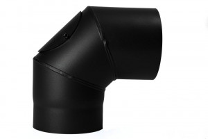Coude 90° conduit poêle à bois avec trappe d’entretien en acier 2mm - Ø150mm