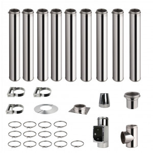 Kit conduit de cheminée 9 tuyaux double paroi isolés 100cm - Ø 130-150-180-200mm