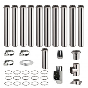 Kit conduit de cheminée 10 tuyaux double paroi isolés 100cm + 1 tuyau 50cm - Ø 130-150-180-200mm