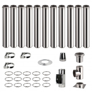 Kit conduit de cheminée 11 tuyaux double paroi isolés 100cm - Ø 130-150-180-200mm 
