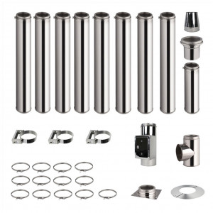 Kit conduit de cheminée 8 tuyaux double paroi isolés 100cm + 1 tuyau 50cm - Ø 130-150-180-200mm