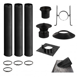 KIT CONDUIT DE CHEMINÉE NOIR 3 TUYAUX DOUBLE PAROI ISOLÉS 100CM - Ø 130-150-180-200MM