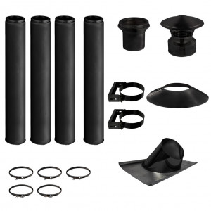 KIT CONDUIT DE CHEMINÉE NOIR 4 TUYAUX DOUBLE PAROI ISOLÉS 100CM - Ø 130-150-180-200MM
