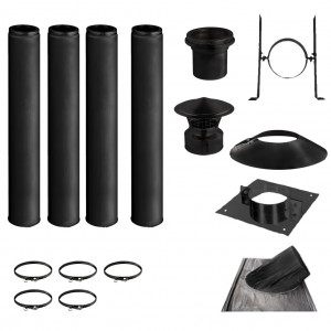 KIT CONDUIT DE CHEMINÉE NOIR 4 TUYAUX DOUBLE PAROI ISOLÉS 100CM - Ø 130-150-180-200MM