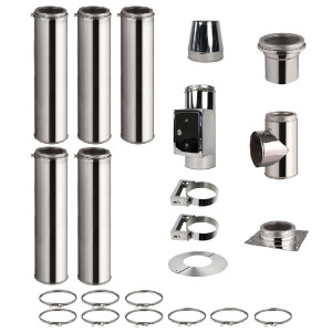 Kit conduit de cheminée 5 tuyaux double paroi isolés 100cm - Ø 130-150-180-200mm 